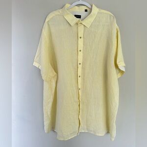ROCHESTER DXL Men's Butter Yellow 100% Linen Short Sleeve Shirt Size 3XL 
A175